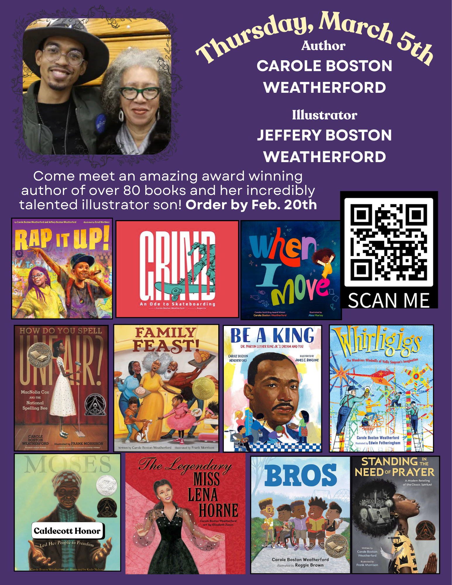 Author Visit: Carole Boston Weatherford and illustrator Jeffery Weatherford